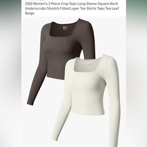 OQQ Women's 2 Piece Crop Tops Long Sleeve